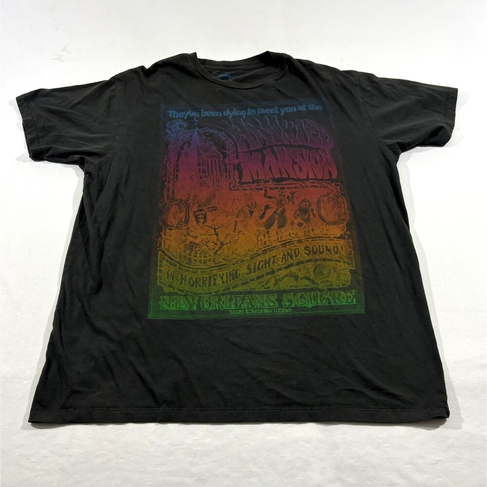 Disney Parks Haunted Mansion New Orleans Square Graphic T-Shirt Black Tee Sz L